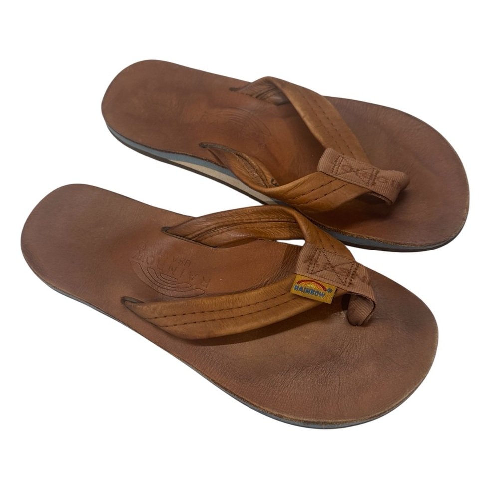 Rainbow Men's Tan Leather Sandals